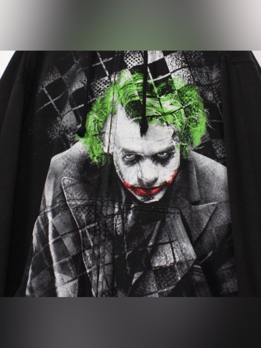 Vintage 2008 The Dark Knight Heath Ledger Joker Full Zip Hoodie Sweatshirt S/M